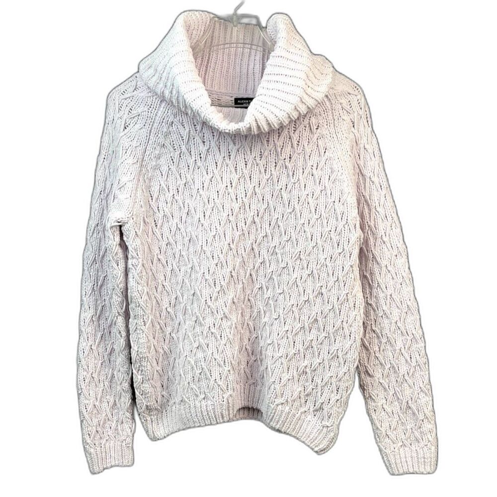Alexis Taylor Envelop Me Turtleneck Cowl Neck Cable Knit Sweater SZ M:NWOT